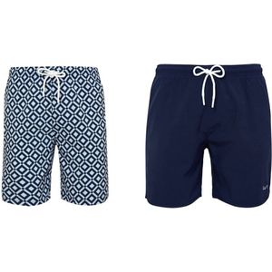 Set van 2 zwembroek La V blockjespatroon/ Navy 116-122