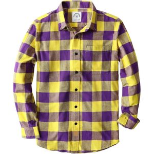 Flanellen heren shirt met lange mouwen - 100% katoen, casual button-down en ruitpatroon