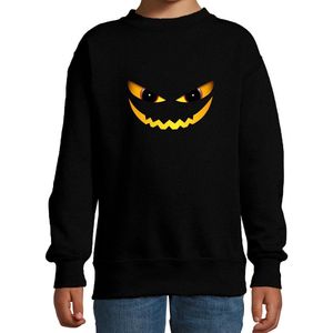 Halloween Duivel gezicht halloween verkleed sweater zwart - kinderen - horror trui / kleding / kostuum 98/104