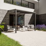 Pratt & Söhne terrasoverkapping 3x2.5 m - Overkapping tuin met helder en weerbestendig polycarbonaat - Veranda met zonwering en poten van aluminium - Antraciet
