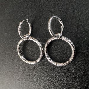Oorhangers - 925 sterling zilver - zilverkleurig - buddha style - dubbele ring