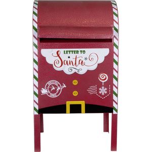 Kerstman brievenbus/mailbox - rood - staand - 52 cm - Letter to Santa - kerstdecoratie