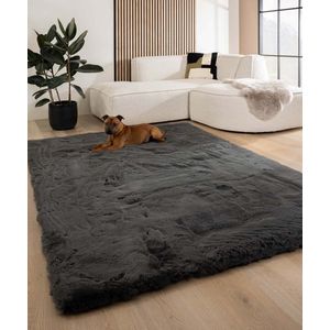 Fluffy vloerkleed - Comfy Deluxe donkergrijs 200x290 cm