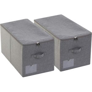 Grote opvouwbare opbergmand met ritssluiting - stofdicht en wasbaar - donkergrijs .