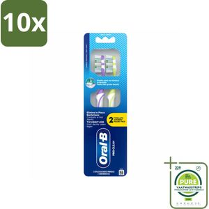 10 x Oral-B - Pro-Clean – Tandenborstel – Manueel – 2-pack - Grootverpakking - Handtandenborstel - Tandenborstel - Tandenborstel Voor Interdentale Ruimtes - Tandenborstel Met Polijstcup - Tandenborstel Met Tongreiniger