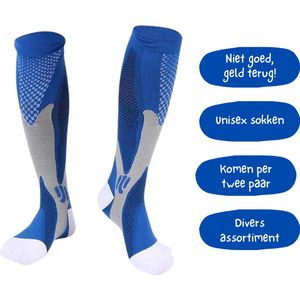 2 Paar Warme Compressiesokken – Blauw – Unisex maat 41-46 – Sport, Wandelen & Wintergebruik