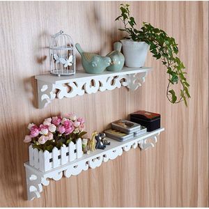 Wit houten wandplank - opknoping retro design plank met schroef - Landhuis stijl - Maat M .