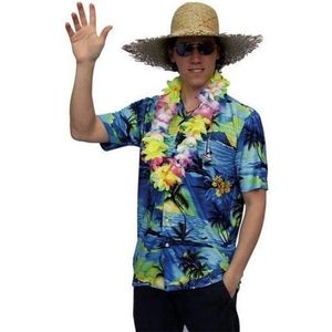 Faram Party Hawaii shirt - blauw - met palmbomen 58