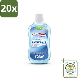 20 x Aquafresh Complete Care Mondwater - Fresh Mint - 500 ml - Grootverpakking - Mondwater - Mondverzorging - Gaatjes - Tandplak - Frisse Adem