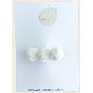 Pompom Haarspeldje - Wit - Alligator Haarspeldjes - Meisjes Haarspeldjes - Baby Haarspeldjes