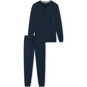 Warme donker blauwe herenpyjama Schiesser