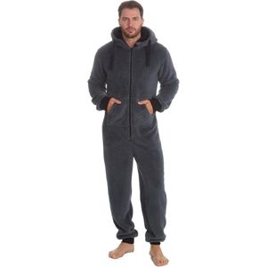 Dik Fleece Hooded Zip Onesie voor Heren - Comfortabele Winterslaapoutfit