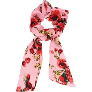 Scrunchie Haarelastiek Linten Roos Bloemen Glitter Print Rood Roze Haar Krinkel Elastiek