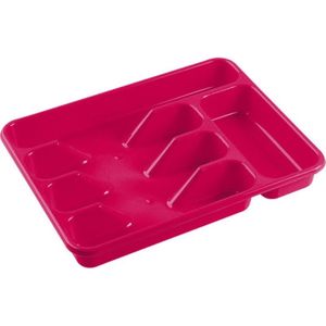 Bestekbak/bestekhouders 5-vaks fuchsia roze - 34 x 26 x 5 cm - Keuken opberg accessoires