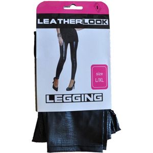 Dames Lederen Legging leather look | Kunstleer Legging | Zwart croco fantasie - Maat Smal/Medium
