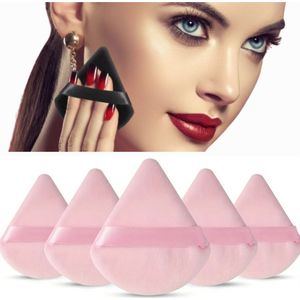 Powder Puff - Make-up Spons - Puff geschikt voor o.a Foundation en Poeder - Poederspons - Powder Puff Driehoek Triangle - Fluweelzacht - 6 stuks - Roze