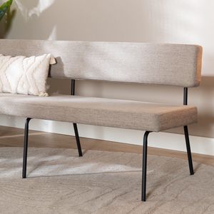 Bronx71® Scandinavische eetkamerbank Espen taupe gerecyclede stof 190 cm - eettafelbank - eetbank