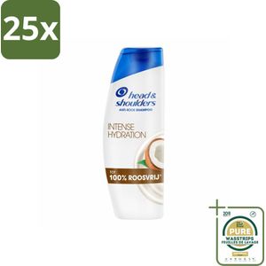 25 x Head & Shoulders - Shampoo - Intense Hydration - 100% Roosvrij - 300 ml - Grootverpakking - Anti-roos Shampoo - Roosvrij Shampoo - Hoofdoorzaak Roos - Hoofdhuidproblemen - Kokosolie Shampoo
