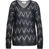 usha - FESTIVAL - Trui - Zwart / Wit - V-hals - Lange Mouwen
