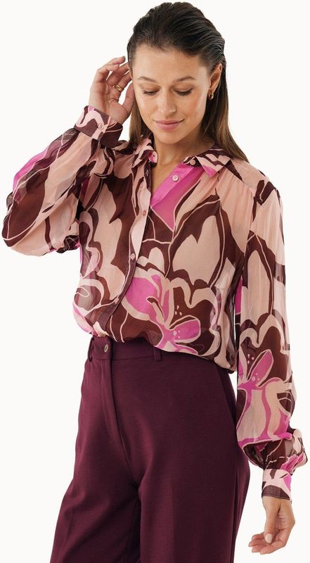 MEXX Blouse  beige / donkerbruin / lichtlila