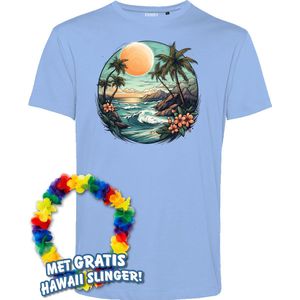T-shirt Hawaiian Beach | Toppers in Concert 2024 | Club Tropicana | Hawaii Shirt | Ibiza Kleding | Lichtblauw | maat M