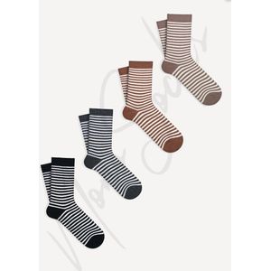 8-pack gestreepte dikke winter badstof sokken