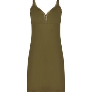 Ten Cate Dames Secrets Modal Jurk V-Neck Lace Olive Green XL