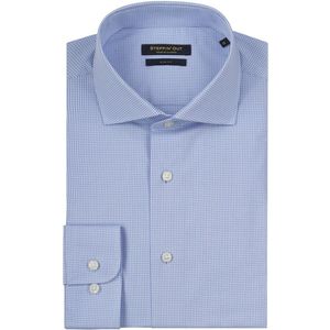 Steppin' Out Overhemd Slim-Fit Ruit Lichtblauw - Maat XL - Heren