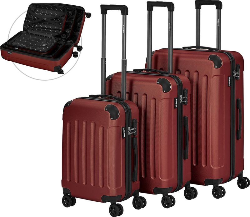 AREBOS - Kofferset - Rood - 3 delig