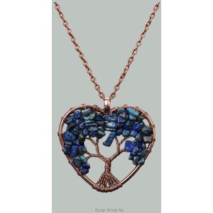 Lapis Lazuli Mode Boom van Leven Hanger Ketting - Unieke Natuursteen Healing Sieraad