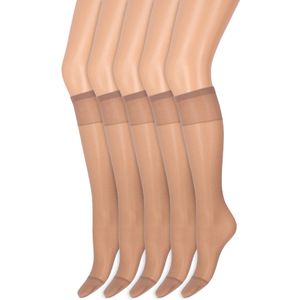 Kniekousen met soepele boord | Perfecte pasvorm | 20 denier | Merk: Marianne | Maat: One Size | Kleur: Perle | 5 Paar