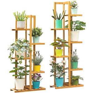 Plantenrek - Wandrek - Voor Planten - Ladder Kast - 5 Planken - 5 Laags - Plantenrek - Bamboe - Binnen/buiten