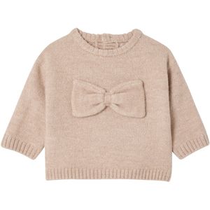 Gebreide Trui - Roze - Baby Sweater - Met Grote Strik - Lange Mouwen