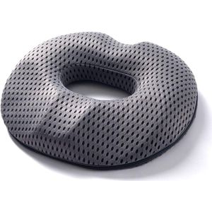 Zitkussen in Donutvorm - Ringkussen met Anti-Slip Onderkant en Wasbare Hoes - Geschikt voor Stuitpijn, Zwangerschap & Aambeien - Zwart