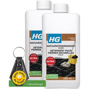 HG natuursteenreiniger glans (product 37) - 1L - voor regelmatig gebruik van marmer en kalkhoudend natuursteen 2 stuks - inclusief sleutelhanger