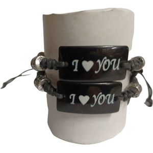 Couple bracelets 2 stuks | I LOVE YOU | Mix kleur | relatie of vriendschap Kado | armbanden set