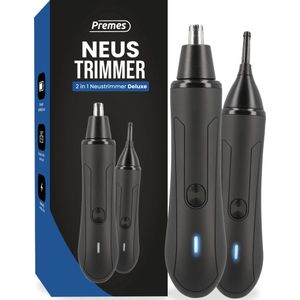 Premes - Neustrimmer 2 in 1 - 1 trimmer 2 opzetstukken - Mannen - Vrouwen - Oortrimmer - Neus - Trimmer - Afspoelbaar - Oplaadbaar - Neushaartrimmer Heren - Wenkbrauwtrimmer - Neushaartrimmers