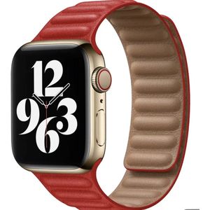 Geschikt voor Apple Watch- horlogebandje-echt leer- modern ribbel design-maat 42/44/45/49mm- magnetische sluiting
