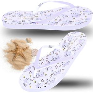 Witte teenslippers met eenhoorn