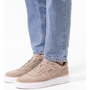 Manfield - Heren - Beige suède sneakers - Maat 42