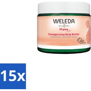 15 x WELEDA - Body Butter Zwangerschap - Mama & Baby - 150 ml - Zwangerschap Body Butter - Striae Voorkomen - Hydraterende Body Butter - Huid Verzorging Zwangerschap - Body Butter Zwangerschap