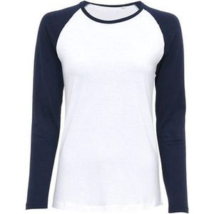 SOLS Dames/dames Melkachtig Contrast T-Shirt met lange mouwen (Witte/franse marine)