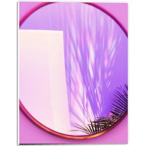 Forex - Roze Spiegel met Grassen - 30x40cm Foto op Forex