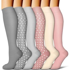 Daity 6 paar - sportsokken - compressiekousen voor dames en heren - zomerkousen met hoge elasticiteit - compressiekousen vormende beensokken Europese -hardloopsokken（S/M）
