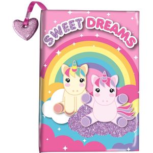 Dagboek Sweet Dreams unicorns/eenhoorns glitter  - Persoonlijke dagboeken - Cadeau voor meiden/kinderen