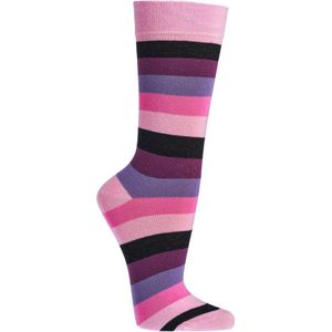 2 Paar biologisch katoenen sokken – naadloos – zachte boord – rose gestreept – maat 42/47