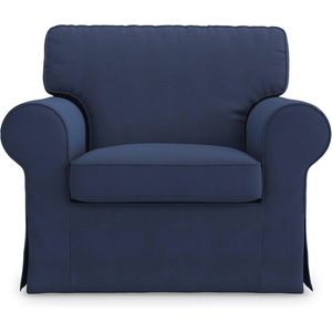 Vervangende Hoes voor Fauteuil Compatibel met IKEA Ektorp - Ademend Katoen, Hypoallergeen, Handgemaakt, Blauw, 104 x 88 x 88 cm