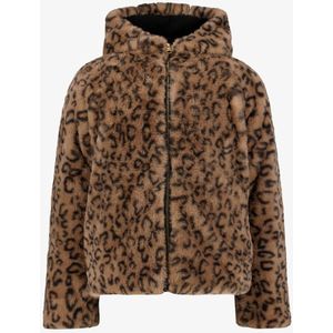 TwoDay meisjes jas van imitatiebont met panterprint - Bruin - Maat 158
