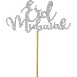 Cupcake Decoratie 10 stuks - Eid Mubarak - Islam Versiering - Cocktail Prikkers - Toppers - Zilver