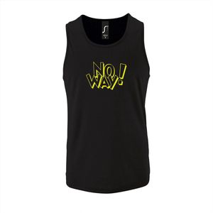 Zwarte Tanktop sportshirt met ""OMG!' (O my God)"" Print Neon Geel Size M